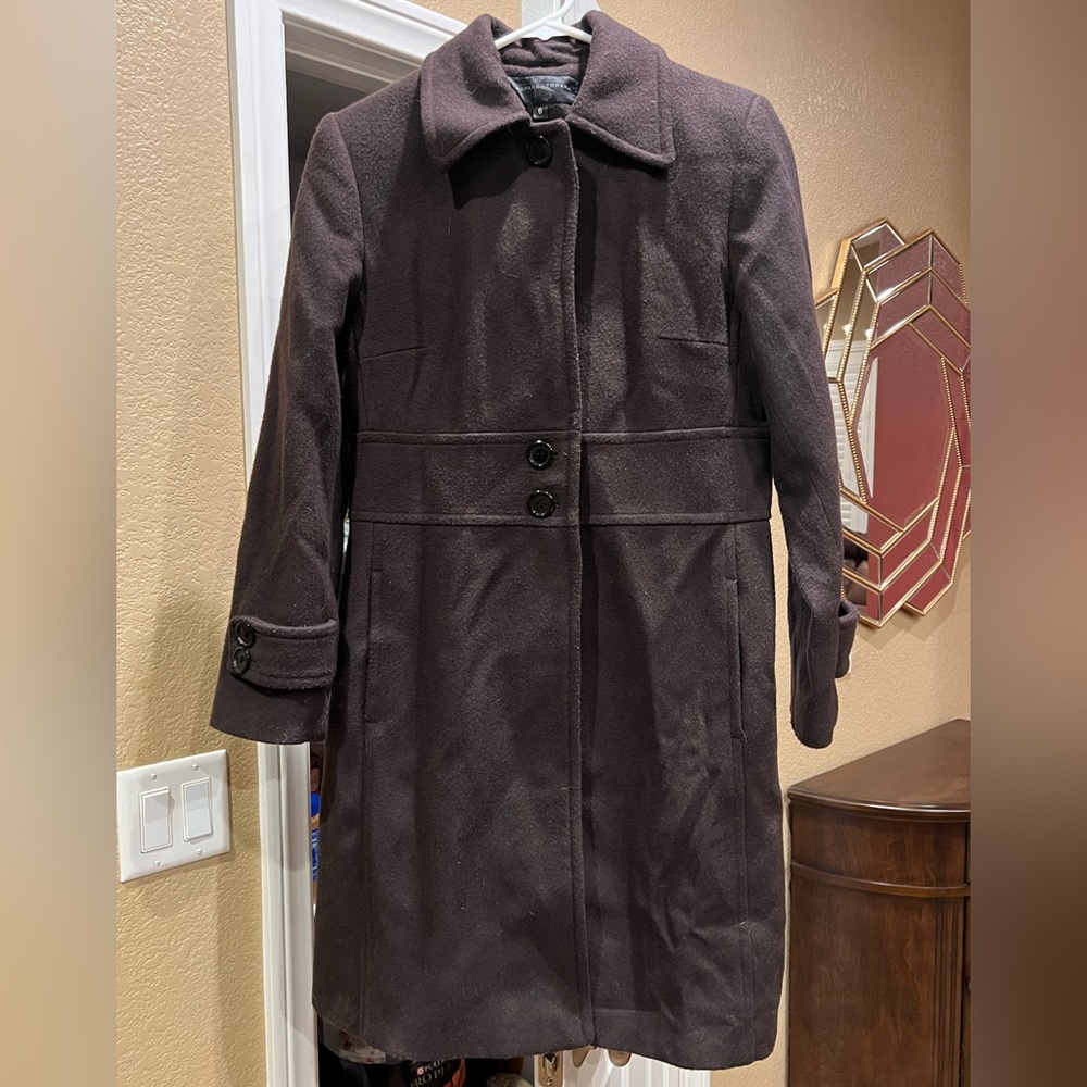 Gaspare Ferrara Dark Brown Wool Pea Coat